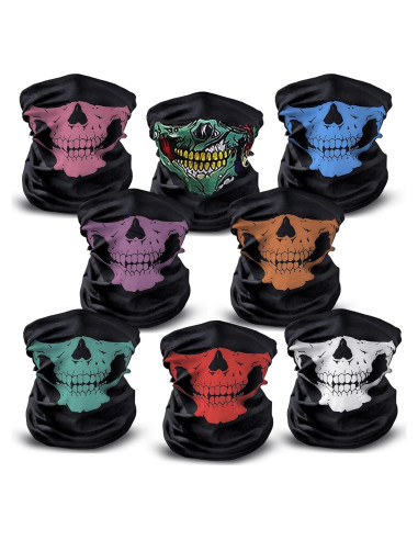 8 Pcs Máscaras Faciales Calavera Balaclava Unisex para Motocicleta