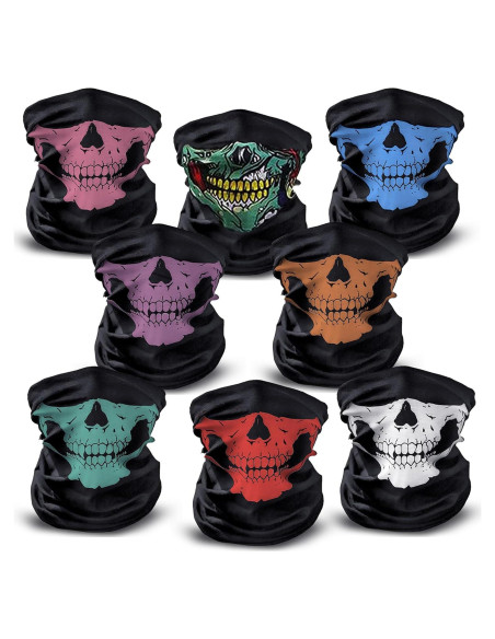 8 Pcs Máscaras Faciales Calavera Balaclava Unisex para Motocicleta