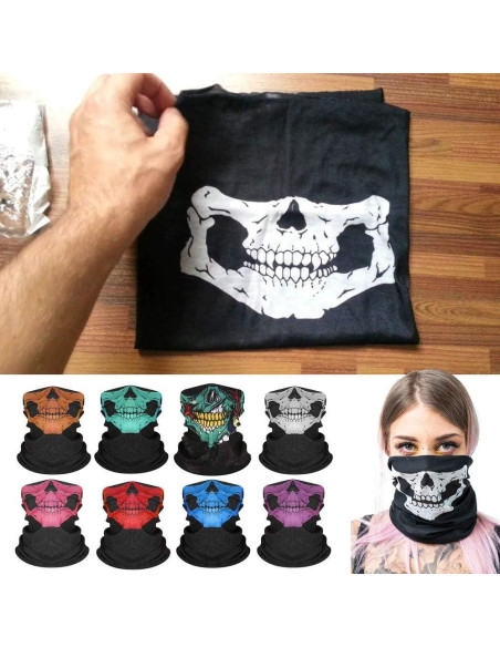 8 Pcs Máscaras Faciales Calavera Balaclava Unisex para Motocicleta