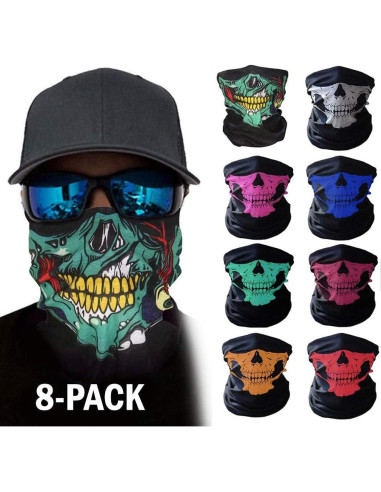 8 Pcs Máscaras Faciales Calavera Balaclava Unisex para Motocicleta