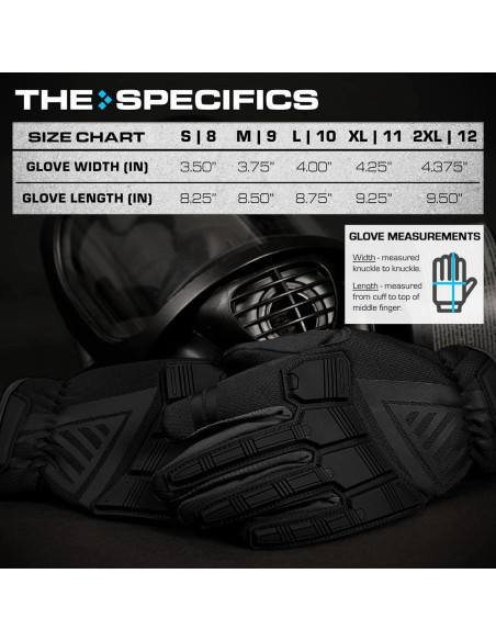 Guantes Tácticos Estación de Guantes Gs-tkg126-bk-2xl Negros