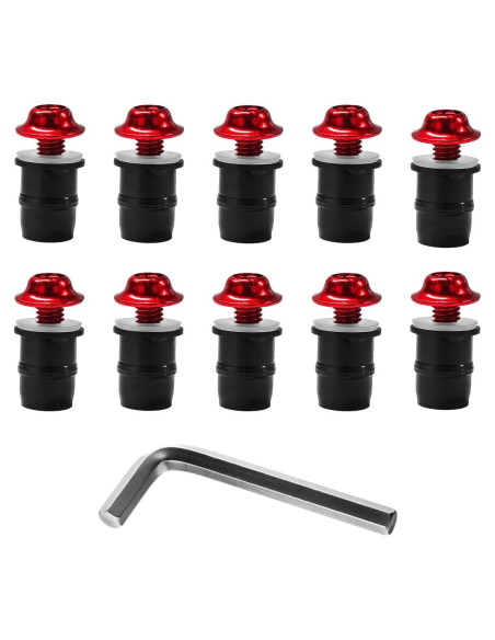 Kit de Tornillos de Parabrisas de Motocicleta KVAEY 10 PCS Rojo