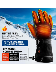 Guantes Calentados ABXMAS Unisex Táctiles Impermeables 6400mAh 2
