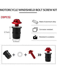 Kit de Tornillos de Parabrisas de Motocicleta KVAEY 10 PCS Rojo 2