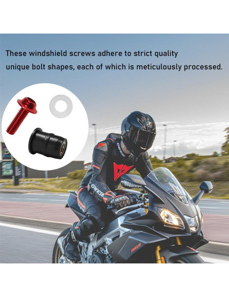 Kit de Tornillos de Parabrisas de Motocicleta KVAEY 10 PCS Rojo