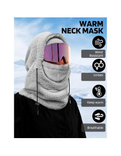 Máscara de Esquí Balaclava Polar Gris para Hombres y Mujeres 2