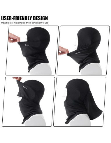 Balaclava Omenex Negra 2 Piezas Transpirable UPF50 para Esquí