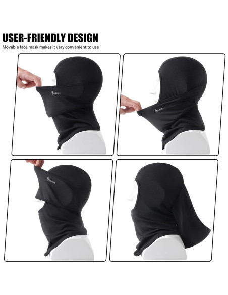 Balaclava Omenex Negra 2 Piezas Transpirable UPF50 para Esquí