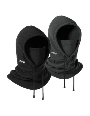 Balaclava OZERO de Forro Polar Térmico para Invierno - 2 Pack Negro y Gris
