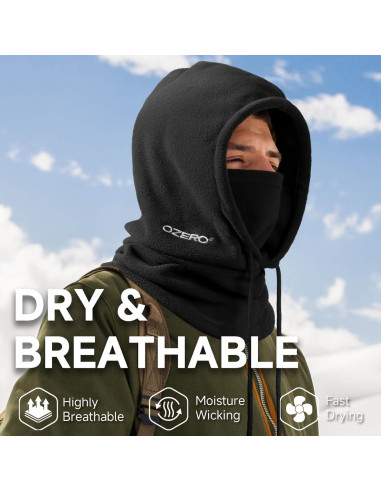 Balaclava OZERO de Forro Polar Térmico para Invierno - 2 Pack Negro y Gris