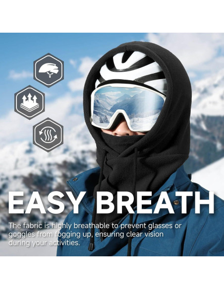 Balaclava OZERO de Forro Polar Térmico para Invierno - 2 Pack Negro y Gris