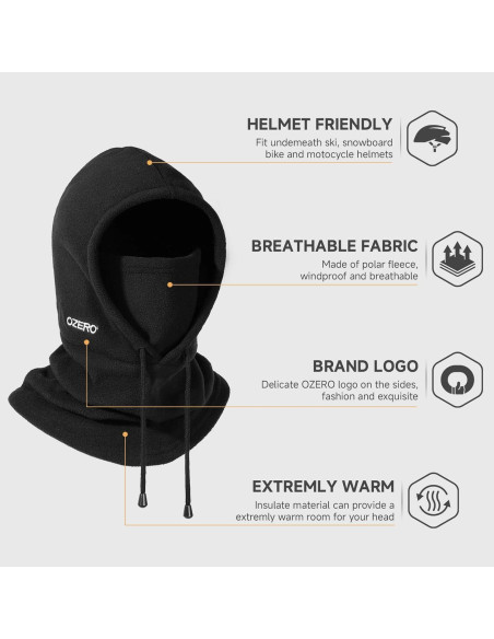 Balaclava OZERO de Forro Polar Térmico para Invierno - 2 Pack Negro y Gris
