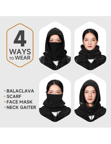 Balaclava OZERO de Forro Polar Térmico para Invierno - 2 Pack Negro y Gris