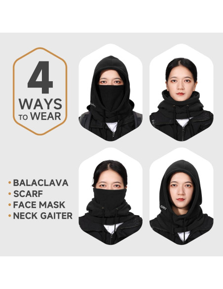 Balaclava OZERO de Forro Polar Térmico para Invierno - 2 Pack Negro y Gris