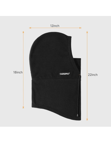 Balaclava OZERO de Forro Polar Térmico para Invierno - 2 Pack Negro y Gris