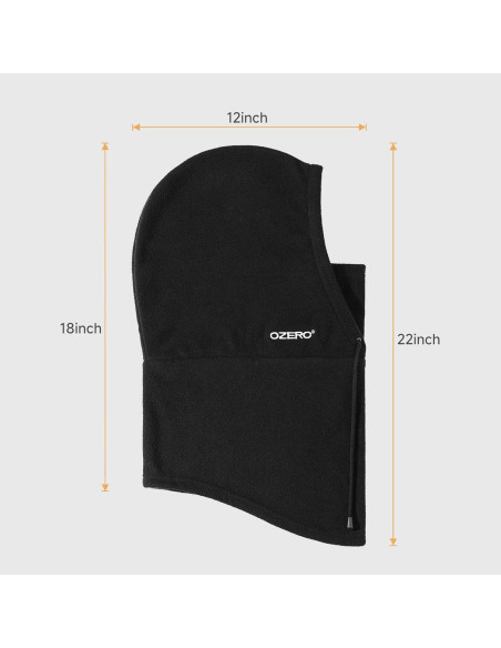 Balaclava OZERO de Forro Polar Térmico para Invierno - 2 Pack Negro y Gris