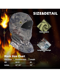 Pasamontañas Camo XY3545HS Unisex Cálido Invierno 40.64 cm 2