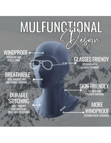 Máscara Balaclava de Invierno Devember - Unisex, Negra