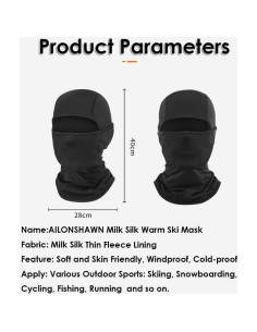 Máscara de Esquí Balaclava Unisex Negra para Clima Frío 2
