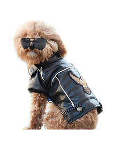 Chaqueta de Cuero para Perros NIULA 2XL Impermeable Negra
