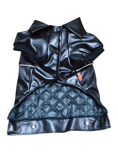 Chaqueta de Cuero para Perros NIULA 2XL Impermeable Negra 2