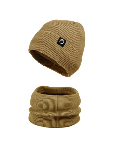 Conjunto Gorro y Bufanda Invierno Unisex Caqui Forro Polar