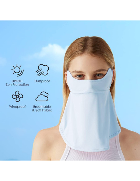 Cubierta de cara Balaclava con protección solar UPF 50+ Azul