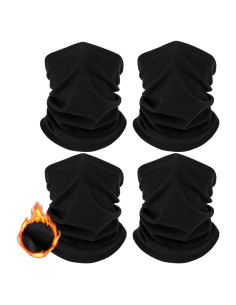 Paquete de 4 Calentadores de Cuello de Invierno Forro Polar Negro