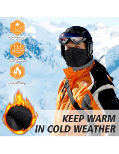 Paquete de 4 Calentadores de Cuello de Invierno Forro Polar Negro 2