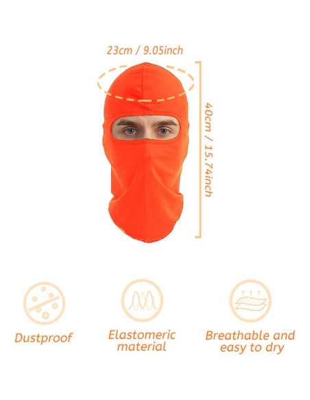 3 Balaclavas Naranjas Unisex para Ciclismo y Motocicleta