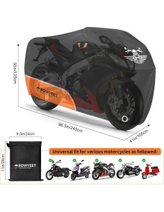 Cubierta de Motocicleta Impermeable ROWYEET 96.5" Naranja 2
