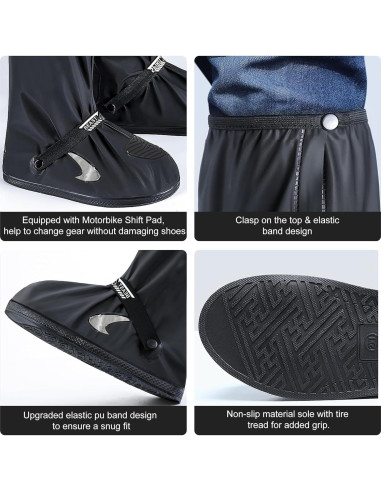 Cubiertas de Zapatos Impermeables CMILAI Unisex PVC Negro