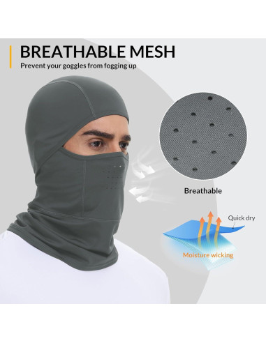Baleaf Balaclava Máscara Facial Unisex Gris para Esquí y Motocicleta