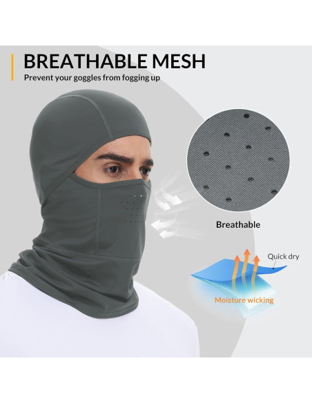 Baleaf Balaclava Máscara Facial Unisex Gris para Esquí y Motocicleta