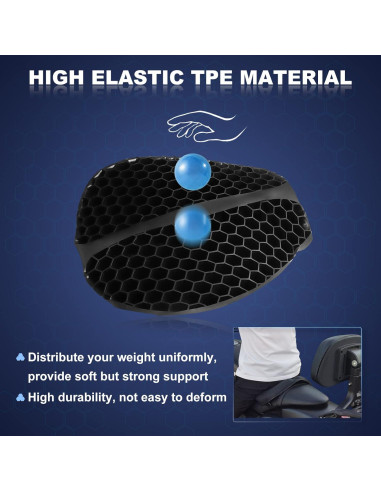 Cojín de Gel Plegable para Asiento de Motocicleta SKYJDM Grande