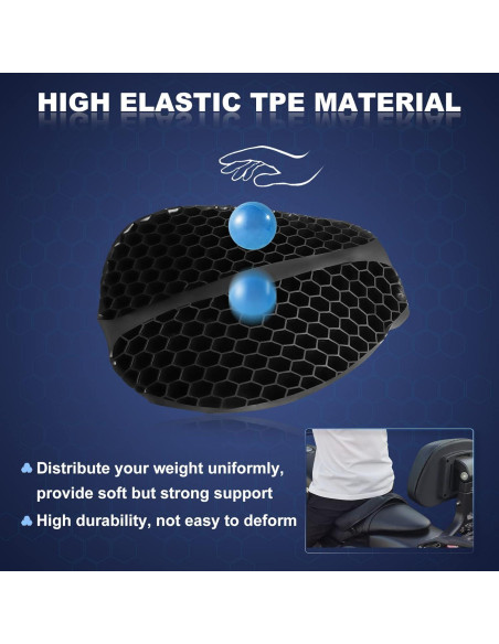 Cojín de Gel Plegable para Asiento de Motocicleta SKYJDM Grande