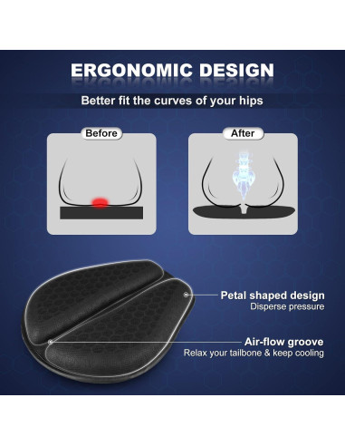 Cojín de Gel Plegable para Asiento de Motocicleta SKYJDM Grande