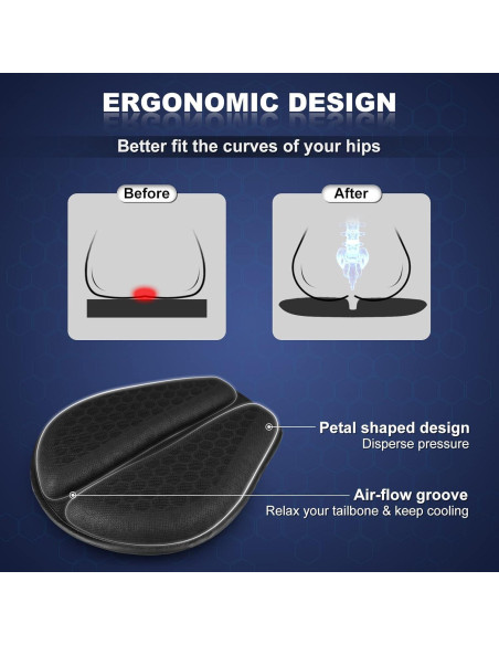 Cojín de Gel Plegable para Asiento de Motocicleta SKYJDM Grande