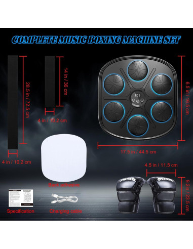Máquina de Boxeo Musical ITEFDTUTNE con Guantes y Bluetooth