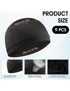 9 Gorras Beanie Refrigerantes Negras para Ciclismo y Correr 2