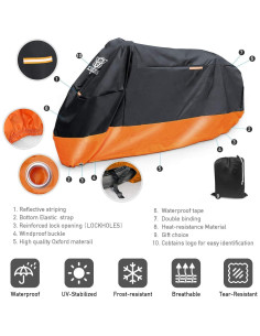 Cubierta de Motocicleta XYZCTEM Impermeable 220 cm Ajuste Universal 2