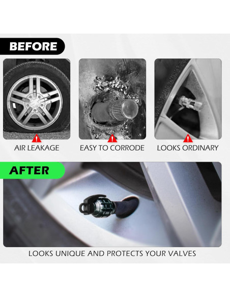 Tapa de Válvula de Neumático SINGARO, Aluminio Impermeable 4PCS