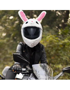 Cubierta de Casco de Motocicleta Omoojee Conejo Blanco 2