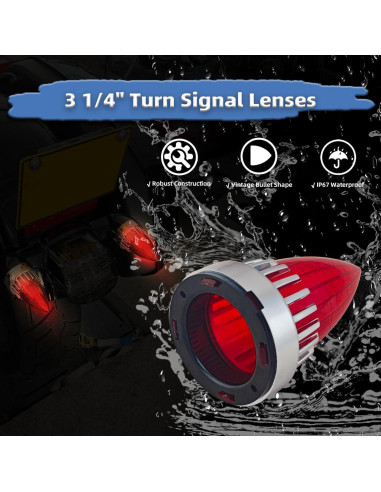 Cubiertas de Lente de Señales de Giro Harley 3.2" Rojas - Paquete de 2