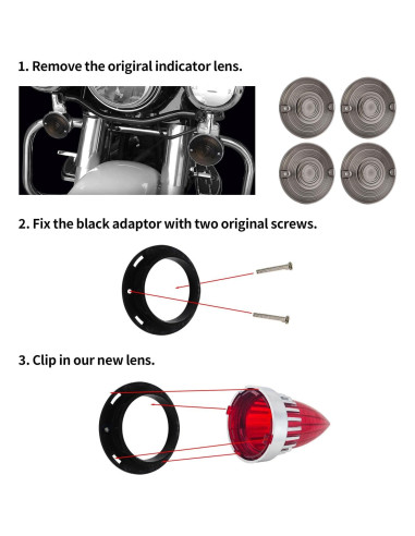 Cubiertas de Lente de Señales de Giro Harley 3.2" Rojas - Paquete de 2