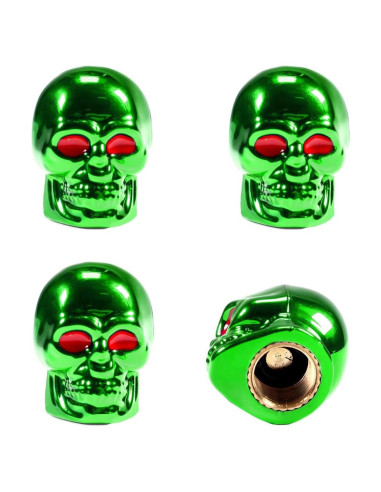 Tapa de Válvula Estilo Calavera Yourkar Verde 4 PCS