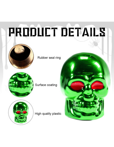 Tapa de Válvula Estilo Calavera Yourkar Verde 4 PCS