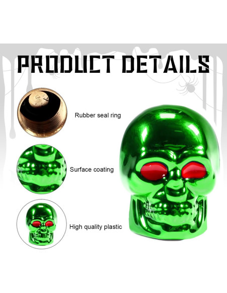 Tapa de Válvula Estilo Calavera Yourkar Verde 4 PCS