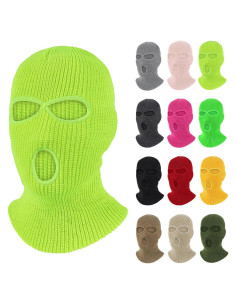 Máscara de Invierno Tejida Pukavt 3 Agujeros Amarillo Fluorescente