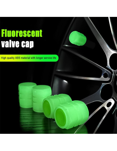 12 Tapas de Válvula de Neumático YALOK Verde Luminiscente